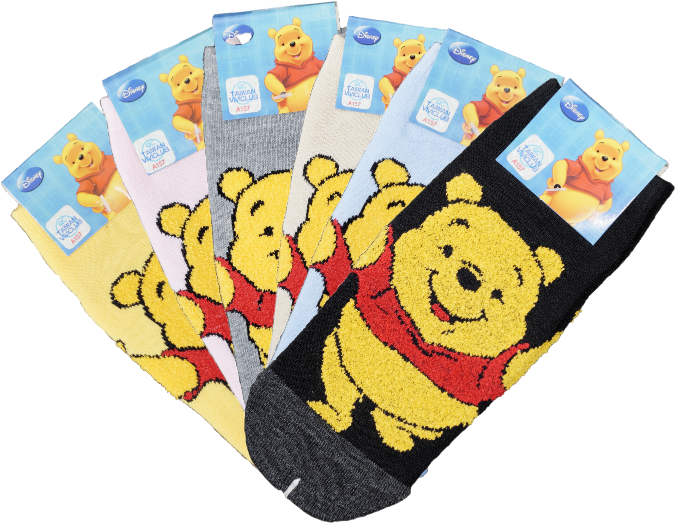 12 Pairs,winnie The Pooh Cartoon Cotton Socks, Size - Cartoon Clipart (1372x1108), Png Download