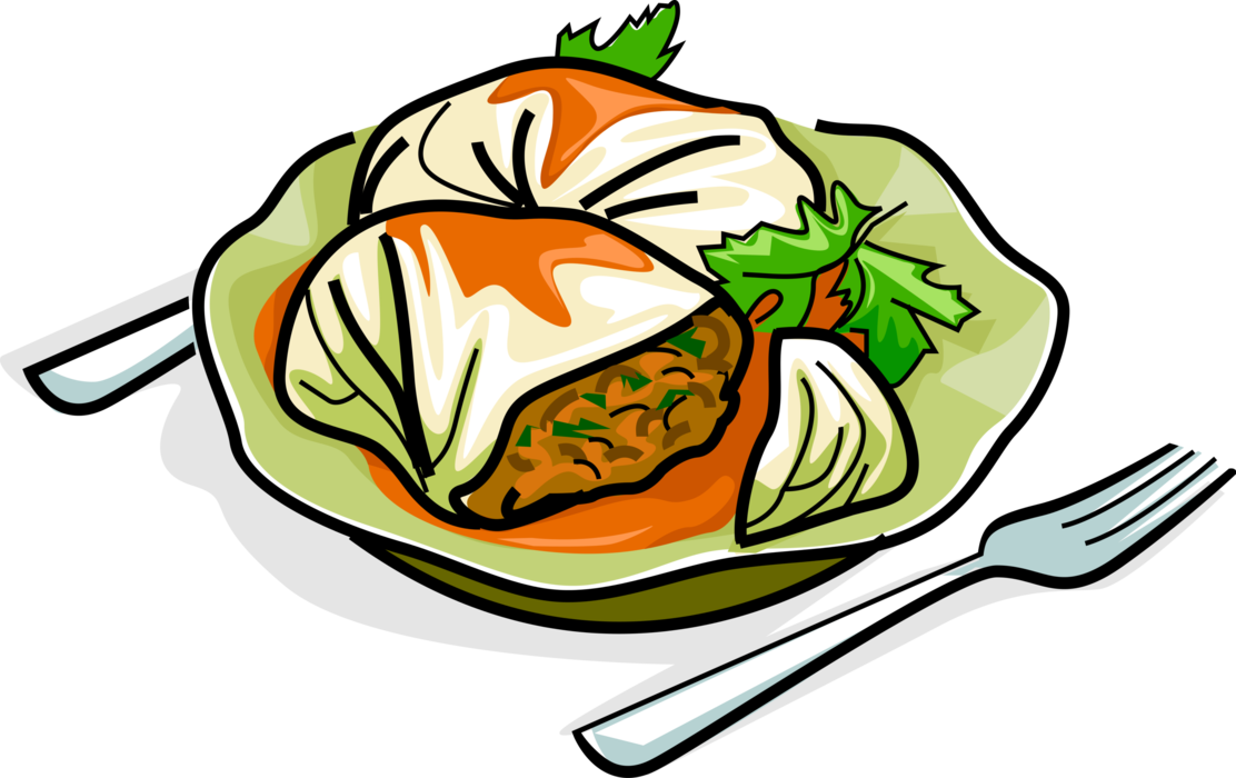 Meat Clipart Non Veg Food - Cartoon Cabbage Roll - Png Download (1112x700), Png Download