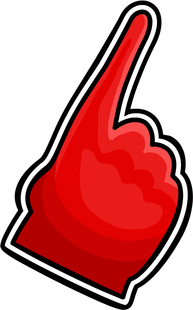 Red Foam Finger Club Penguin Wiki Fandom - Red Pointing Finger Png Clipart (1024x1024), Png Download