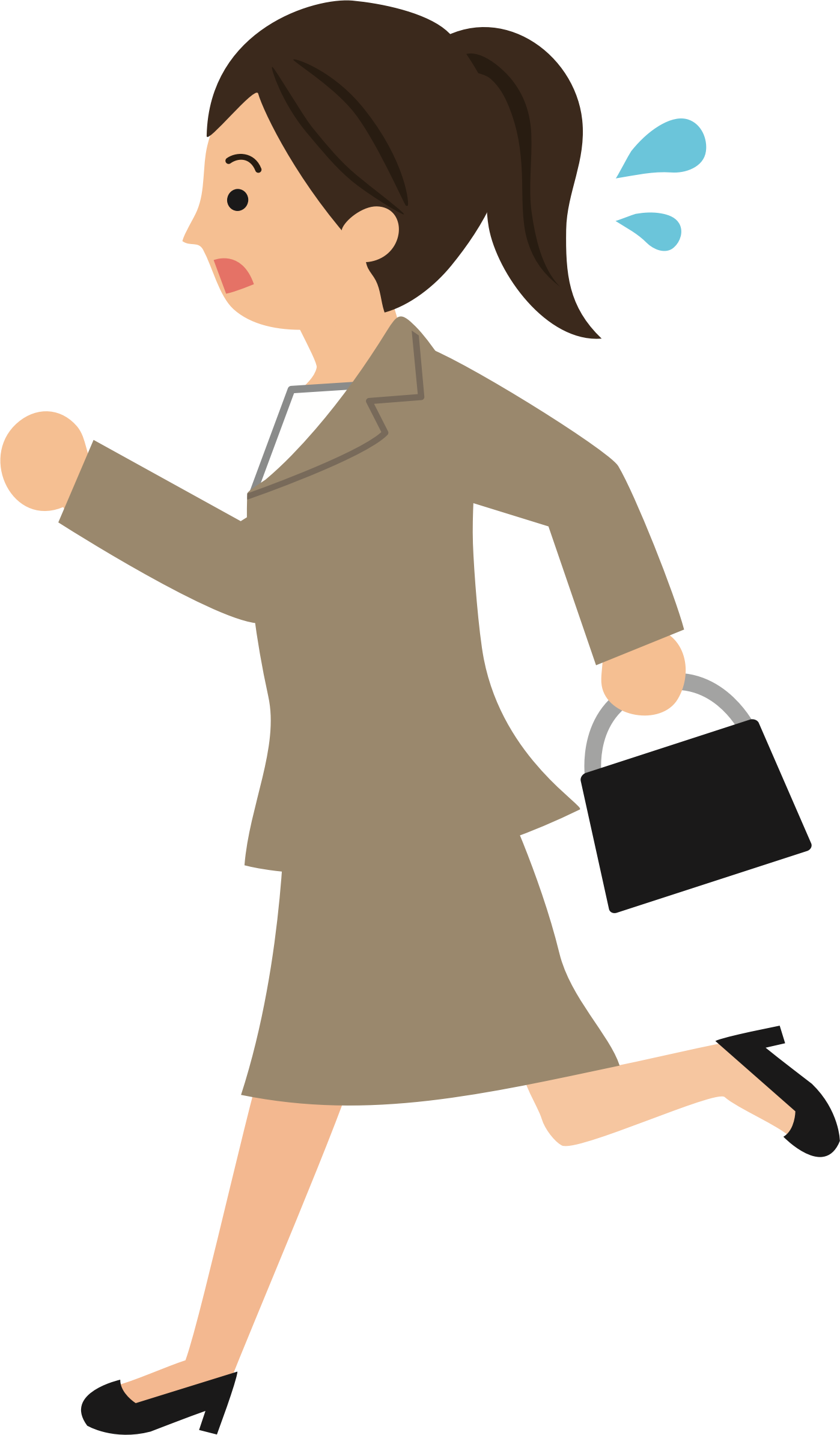 Big Image - Late For Work Girl Clipart (1398x2387), Png Download