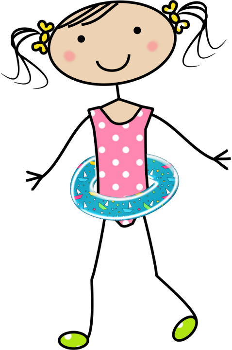 Praia, Fundo Do Mar E Etc - Menina Desenho Palito Clipart (478x720), Png Download