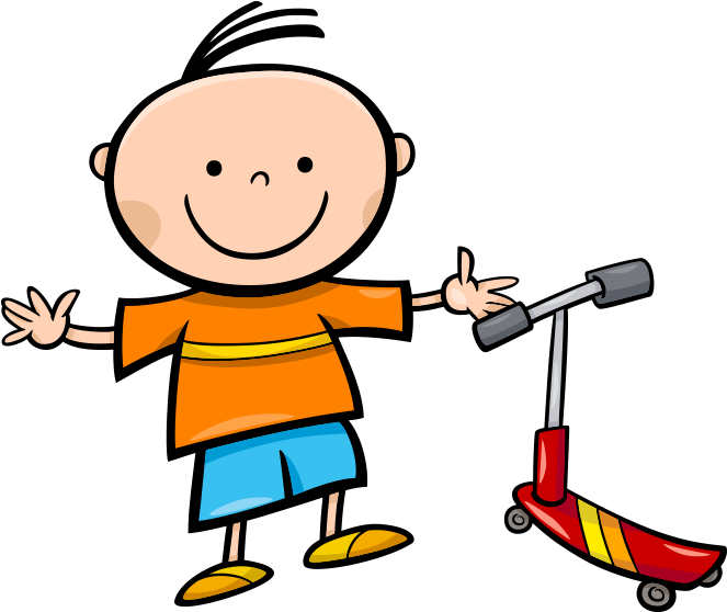 Clipart Kaykaylı Çocuk - Clip Art Boy On Scooter - Png Download (662x600), Png Download