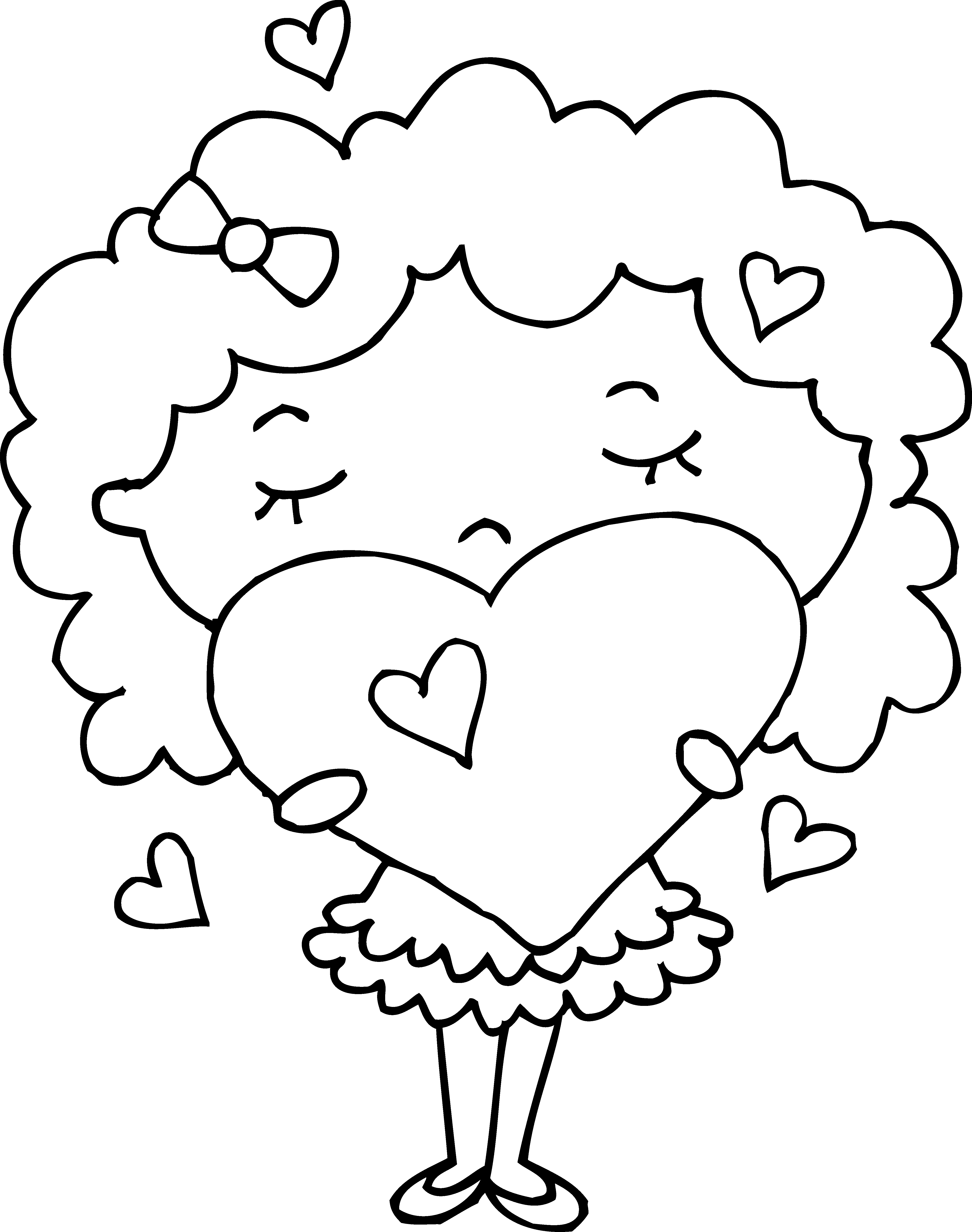 Coloring Page Of Girl With Hearts - Clip Art - Png Download (4709x5966), Png Download