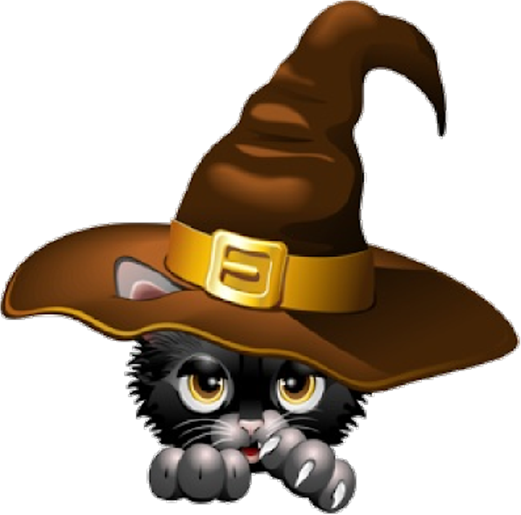 Halloween Black Cat Clipart - Halloween Witch Hat Gif - Png Download (600x600), Png Download