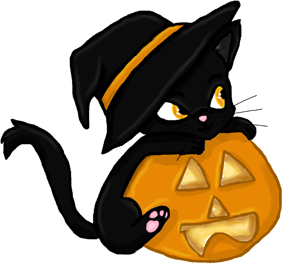 Halloween ~ Halloween Cat Amazing Image Ideas Coloring - Halloween Black Cat Cartoon Clipart (1024x969), Png Download