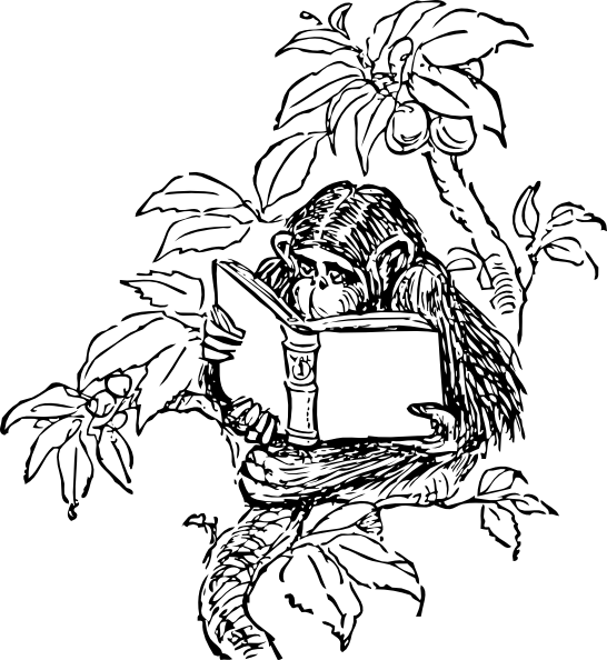 Monkey Reading Svg Clip Arts 546 X 594 Px - Png Download (546x594), Png Download