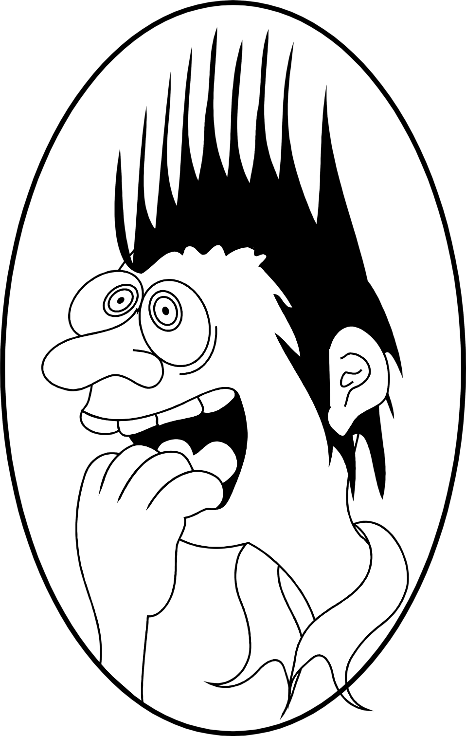 Scared Man - Black And White Cartoon Frightened Clipart (958x1512), Png Download
