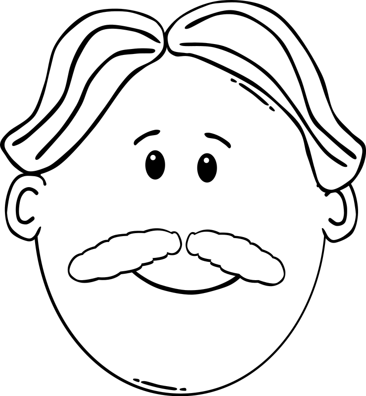 Moustache Coloring Book Man Face - Cartoon Man Face Clipart (693x750), Png Download