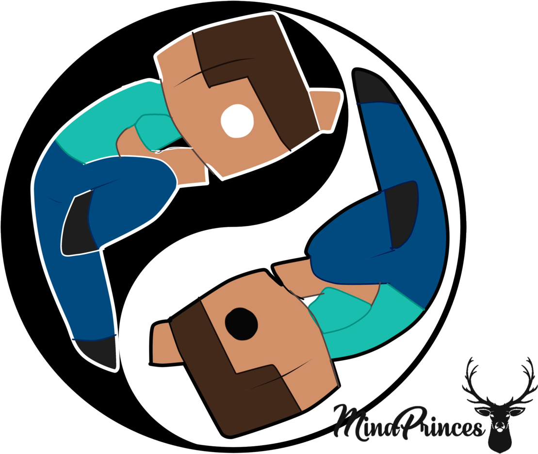 “herobrine And Steve ☯ Ying-yang☯ Vector Ready To Print Clipart (1280x1053), Png Download