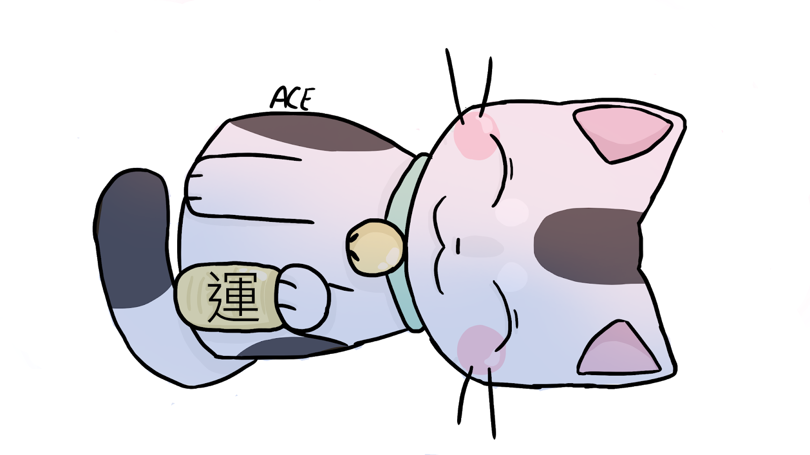 This Lucky Cat Drawing I Also Redid Digitally - Cartoon Clipart (1600x900), Png Download