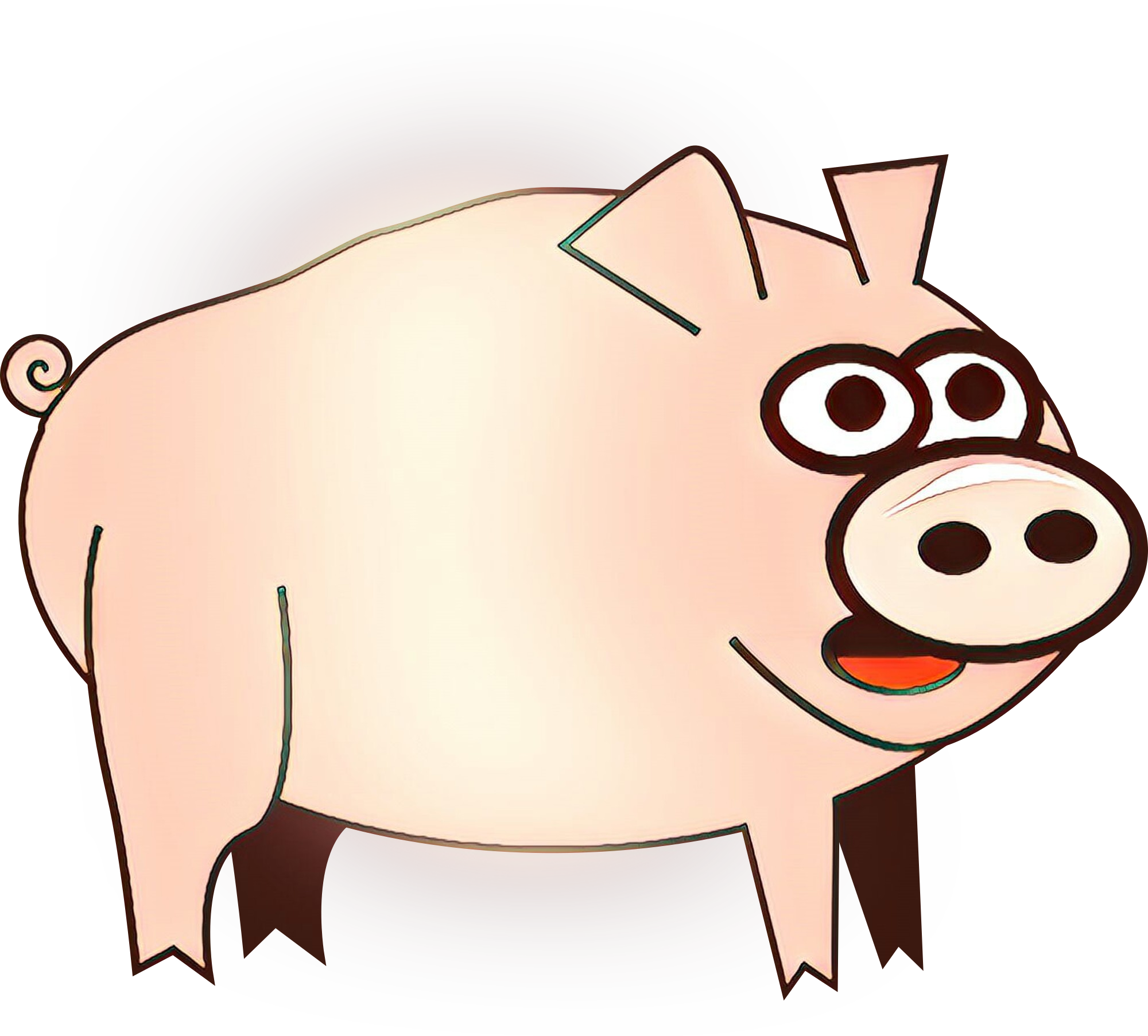 Pig, Pig Smoking, Cattle, Domestic Pig, Cartoon Png - Cartoon Clipart (2000x1805), Png Download