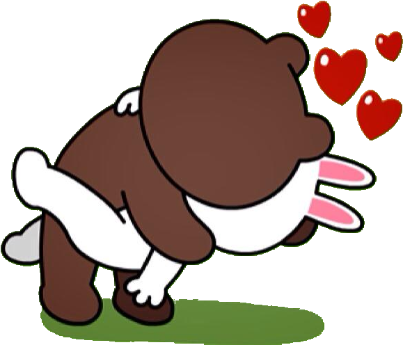 Brown And Cony Kisses Passionately - Brown Cony Kiss Clipart (640x531), Png Download