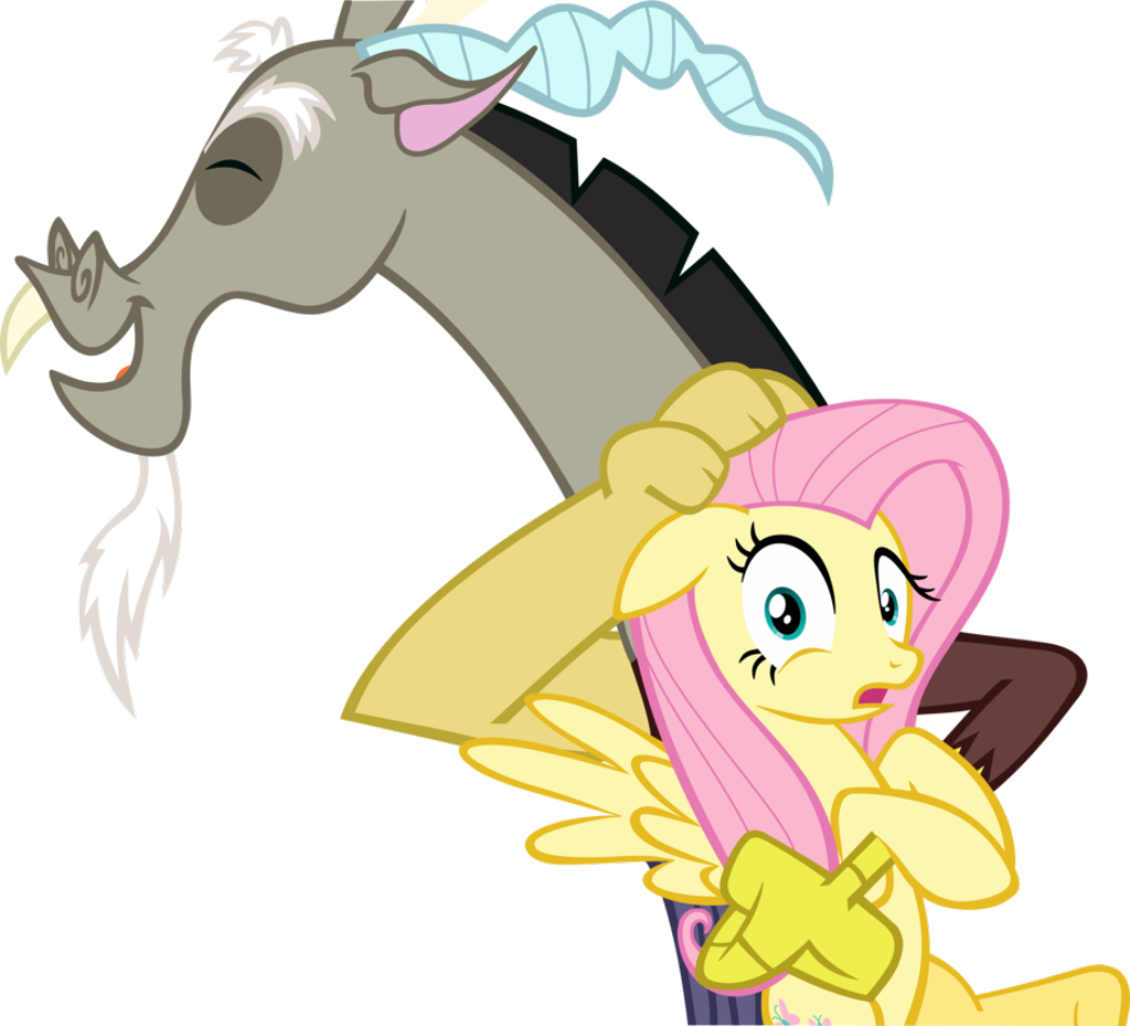 #fluttershy #discord #freetoedit - Fluttershy And Discord Vector Clipart (1024x929), Png Download