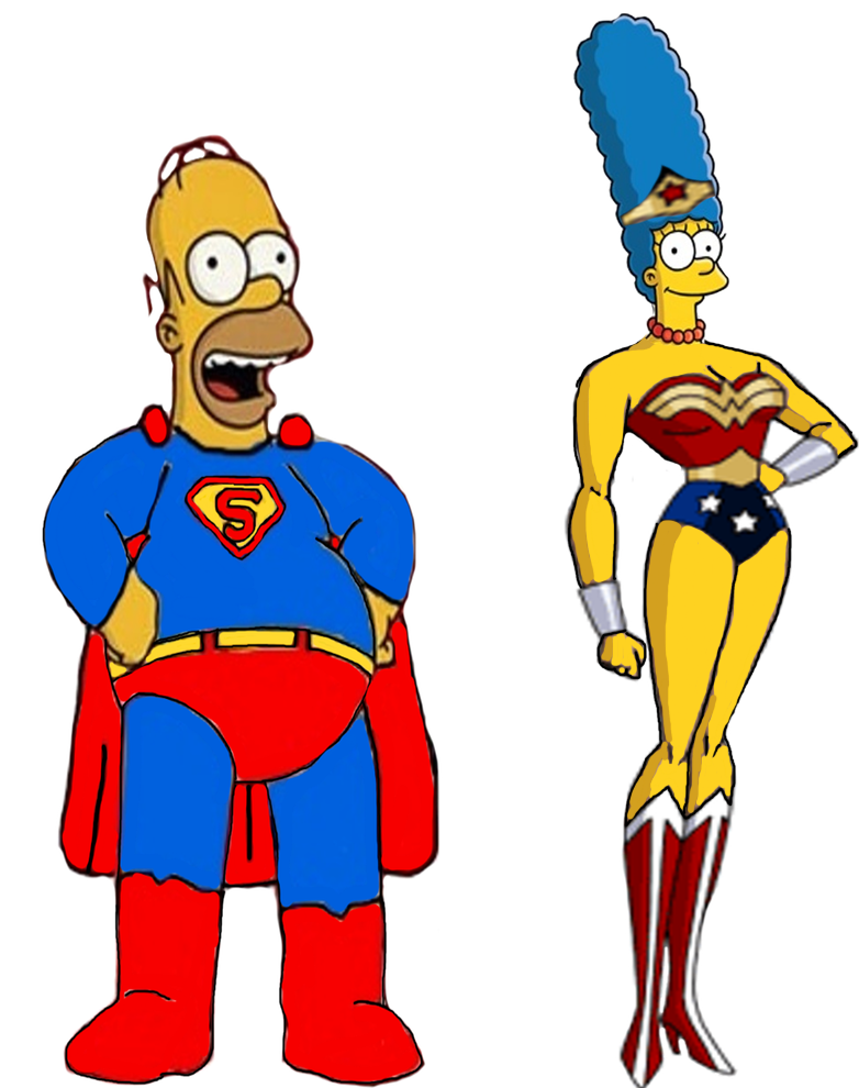Superhomer And Wonder Marge By Darthraner83 - Marge Simpson Wonder Woman Clipart (782x990), Png Download