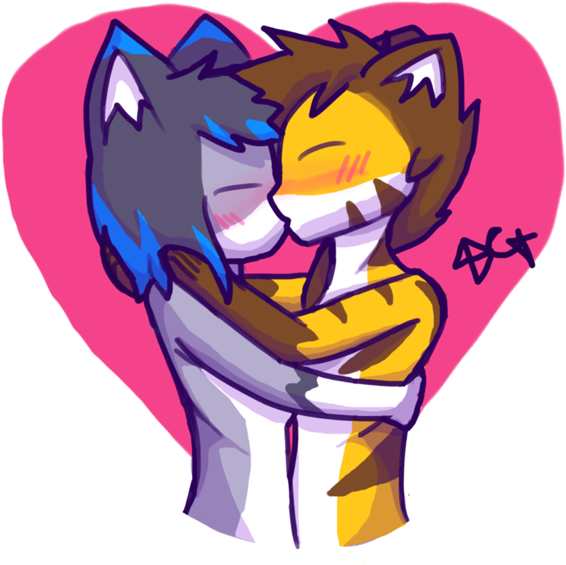 Kissing Furry Couple - Furry Boy Kissing Clipart (894x894), Png Download