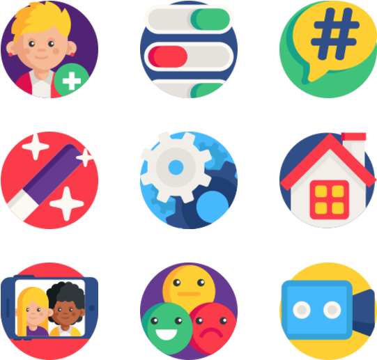 Social Media - Free Flat Icons Clipart (600x564), Png Download