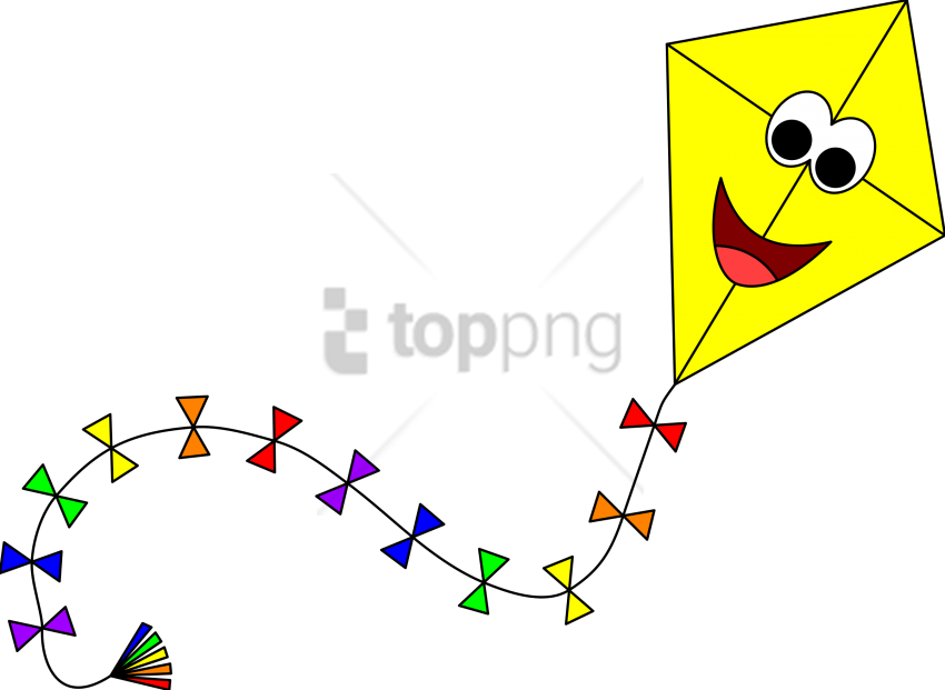Yellow With Face Icons Transparent Background - Kite Clipart - Png Download (850x621), Png Download