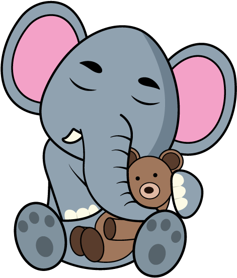 Snuggly Elephant - Elephant And Bear Cartoon Clipart - Full Size