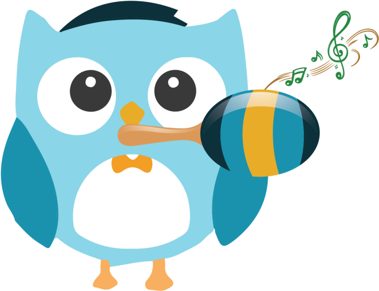 Toddlers- Owl With Maraca - Cartoon Clipart (737x567), Png Download