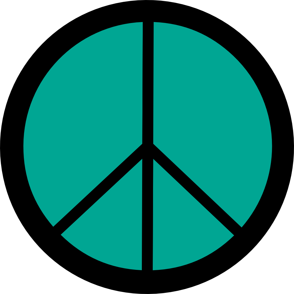 Retro Groovy Peace Symbol Sign Cnd Logo Persian Green - Symbol Of World Peace Clipart (999x999), Png Download