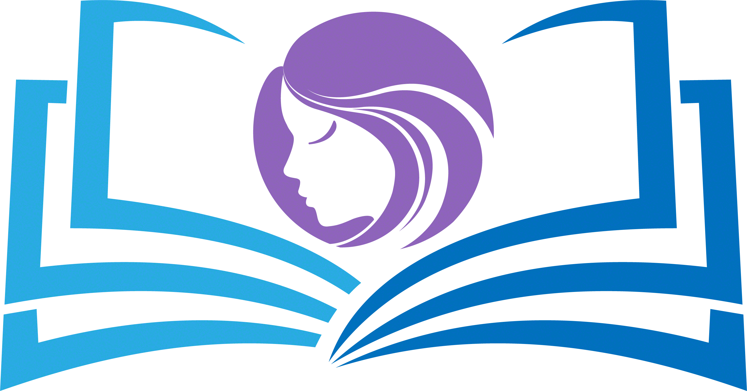 Women Portrait On A Book - Girl Face Clipart (2840x1488), Png Download