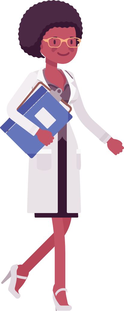 Digital Minds - Black Female Scientist Cartoon Clipart (412x1032), Png Download