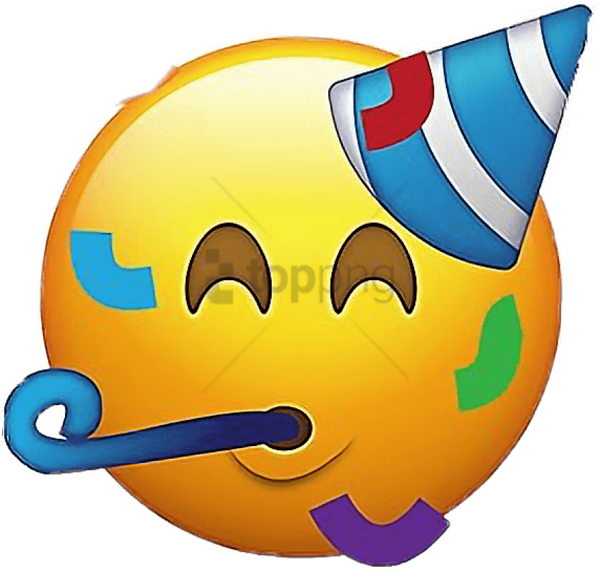 Ios12 Party Emoji Emojis Face Happy Partytime Partyhat Clipart (850x809), Png Download