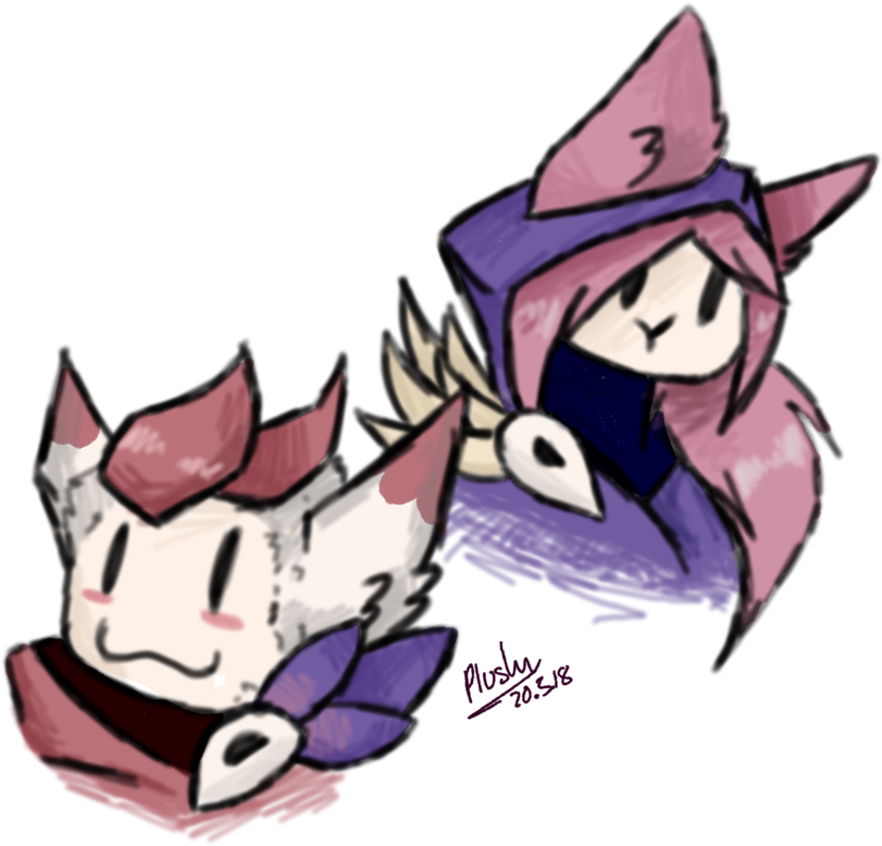 A Little Xayah And Rakan Fanart By Plushyy Xayah And - Cartoon Clipart (1024x1024), Png Download