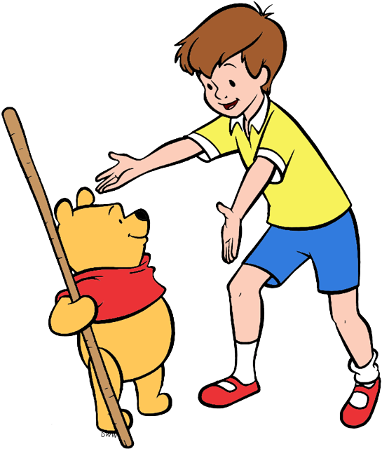 Winnie The Pooh, Christopher Robin Greeting - Cartoon Clipart (550x646), Png Download