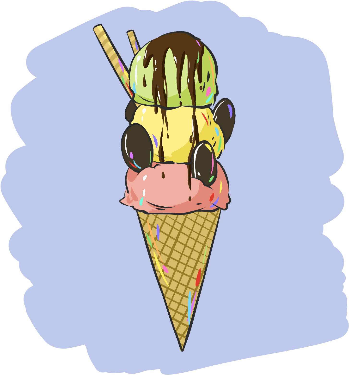 Ice Cream Cone Biscuit Chocolate Sauce Png And Psd - Ice Cream Cone Clipart (2000x2000), Png Download