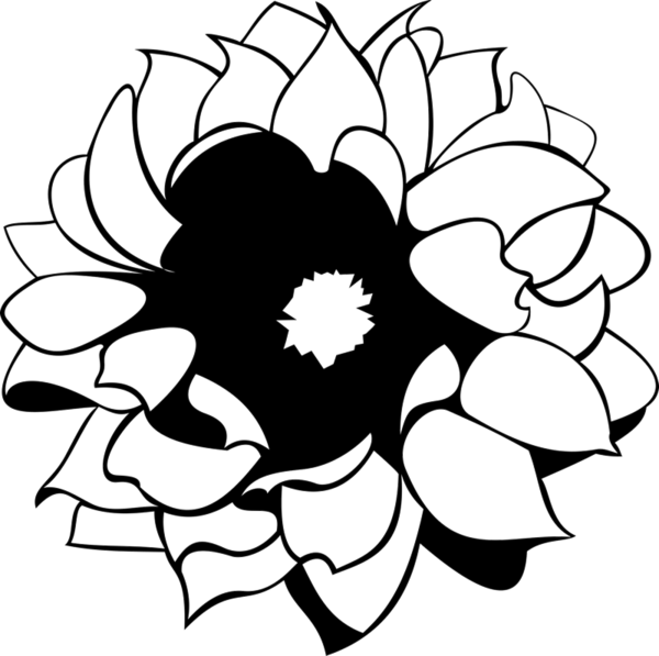 Blooming Flower Outline Rubber Stamp - Illustration Clipart (600x597), Png Download