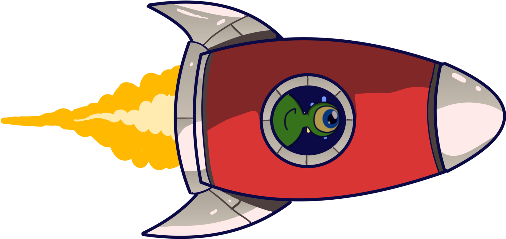 Spaceship - Space Jump2 - Cartoon Clipart (1660x800), Png Download