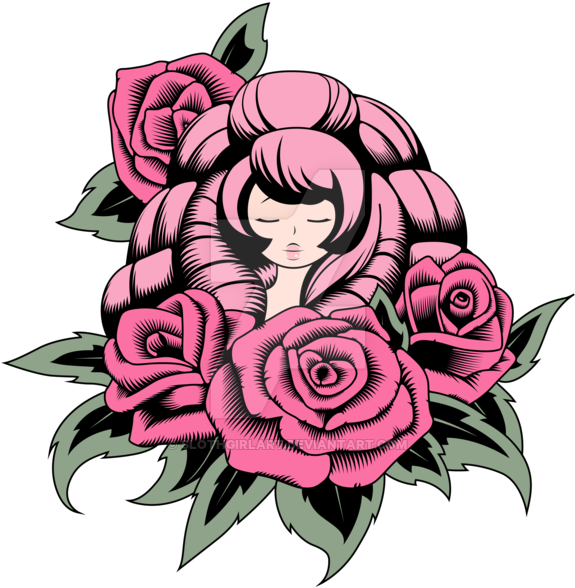 Purple Rose Tattoos Clipart (575x588), Png Download