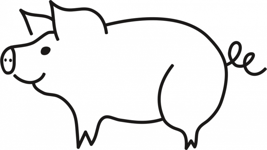 Kids Picture For Coloring Golden Retriever Rescue Free - Black And White Clipart Pig - Png Download (850x478), Png Download