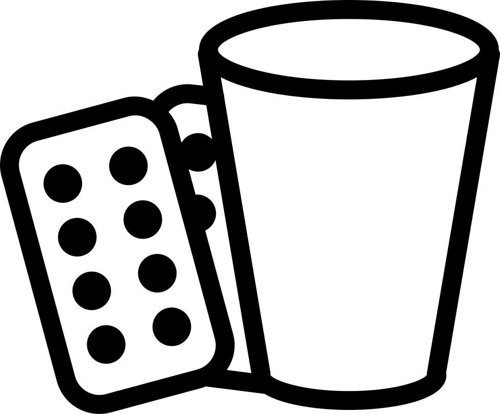 Medicine Tablets And A Glass Comments Clipart (980x812), Png Download