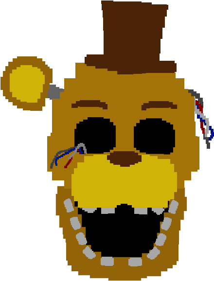 Artwork8-bit Withered Golden Freddy Head Clipart (495x686), Png Download