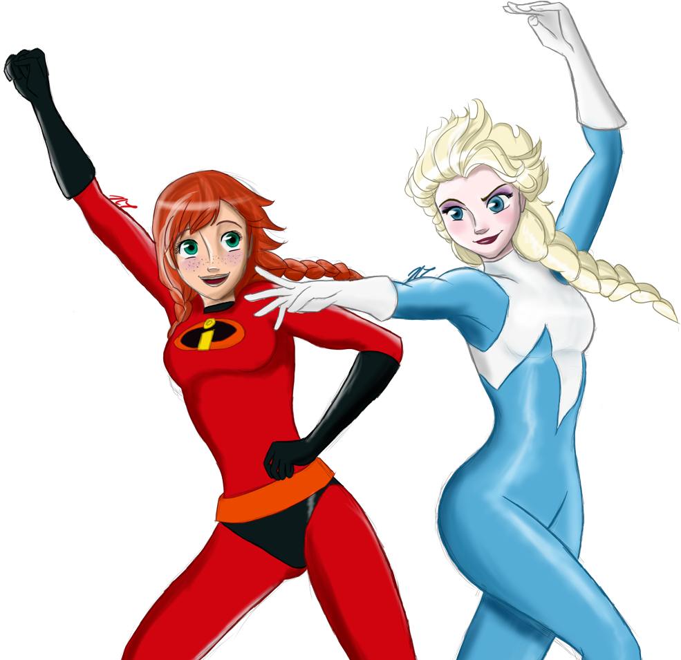 Disney Pixar The Incredibles Anna Frozen Mr - Frozone X Mr Incredible Clipart (1000x999), Png Download