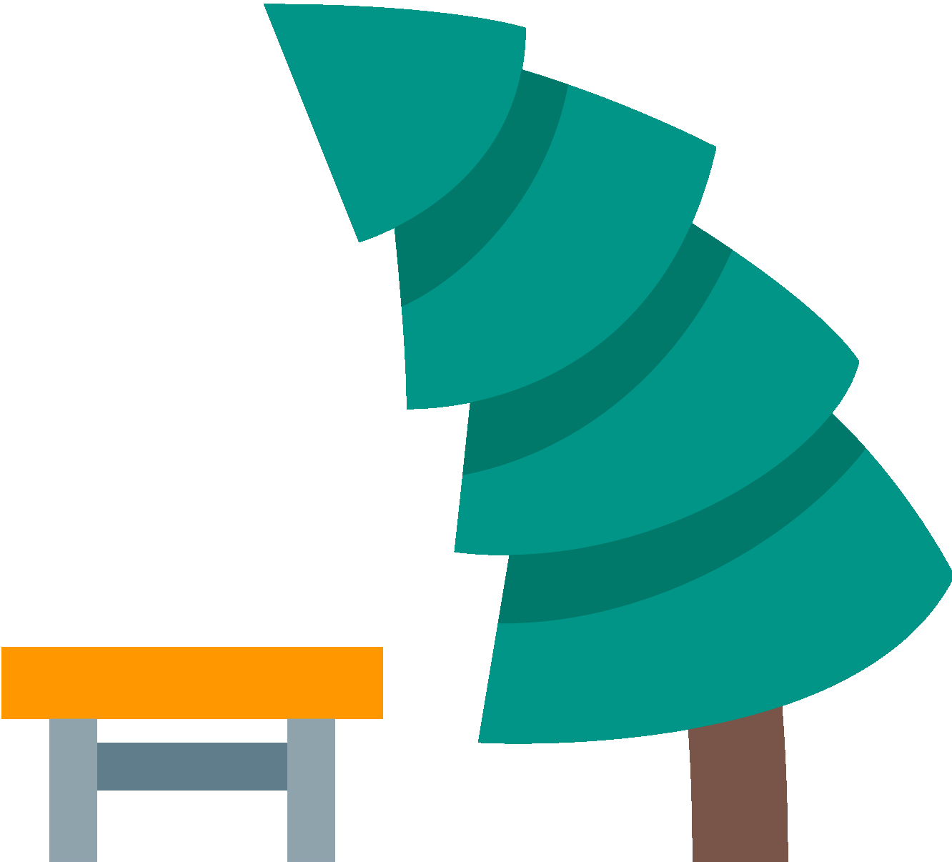 Bench And Tree Clipart (1332x1206), Png Download