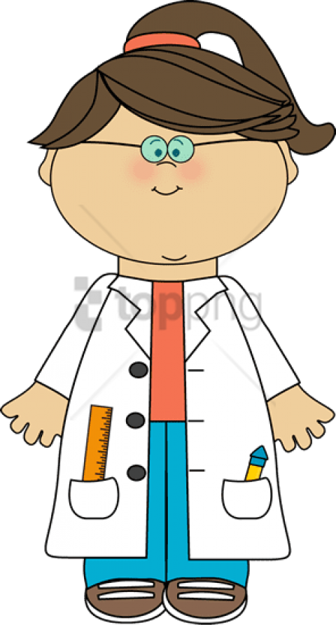 Free Png Kids Pushing Kids Clipart Png Image With Transparent - Scientist Clipart Girl (480x892), Png Download