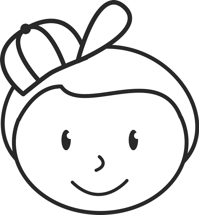 Boy With Hat Face Rubber Stamp - Boy Stick Figure Face Clipart (649x700), Png Download