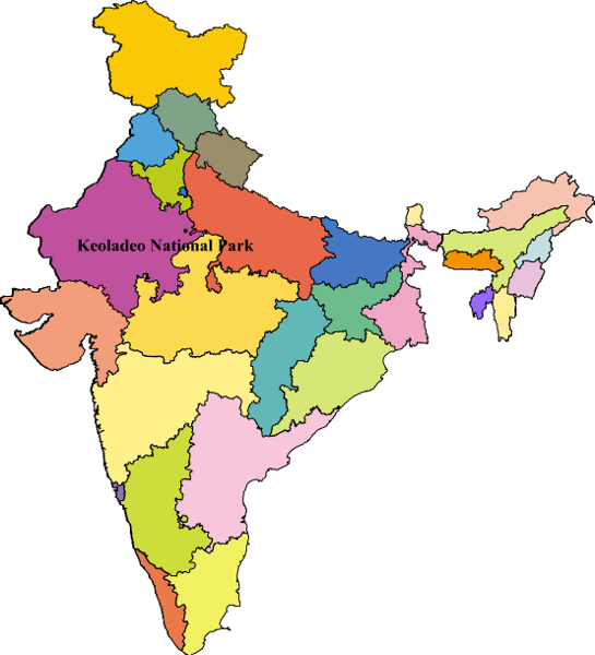 A Map Of India With The Location Of Keoladeo National - Place Where Jallianwala Bagh Incident Took Place Clipart (545x600), Png Download