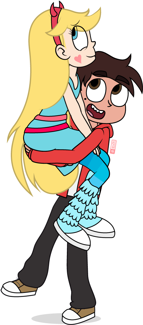 Let Marco Carrying Star Be Your Aesthetic - Star Butterfly Marco Carrying Star Clipart (500x1100), Png Download