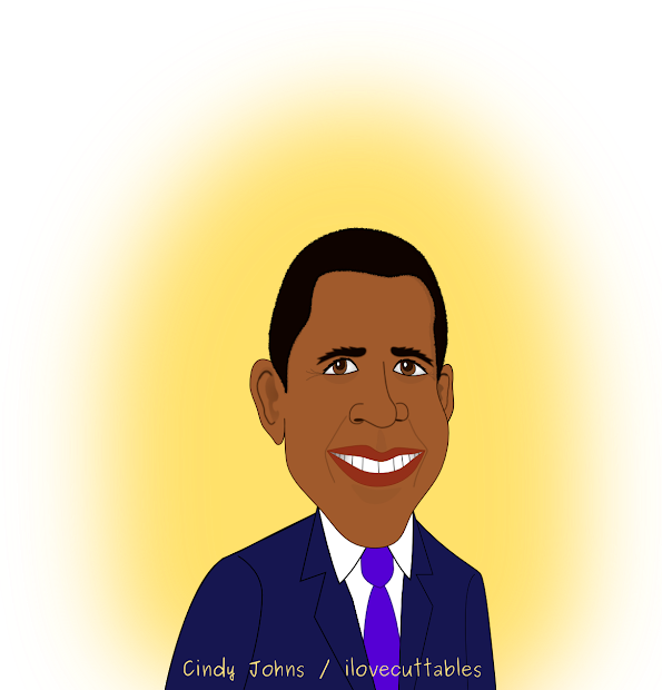 Barack Obama Cartoon Face - Cartoon Clipart (595x620), Png Download