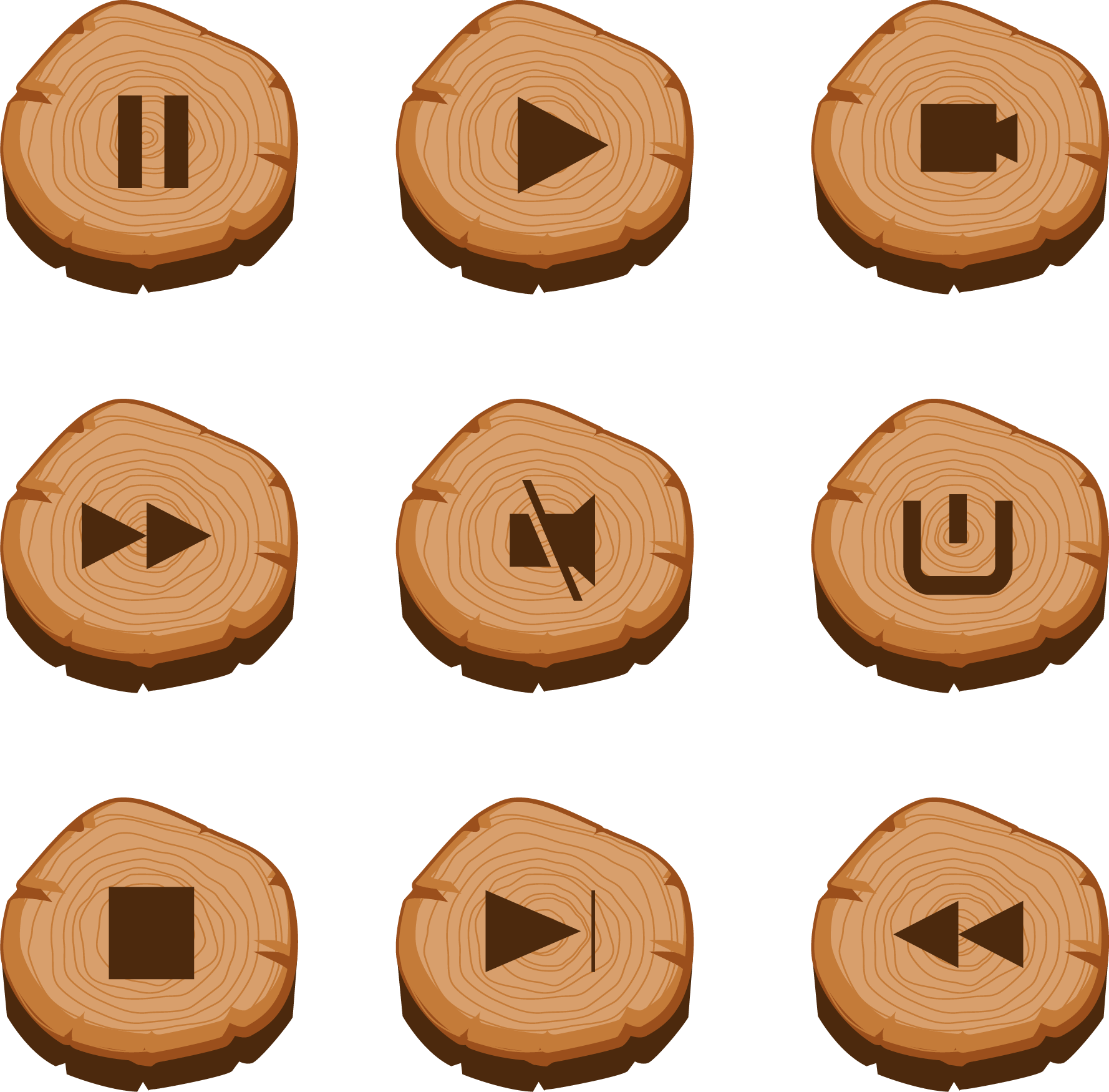 Play Stump Media Button Scalable Vector Graphics Clipart - Wooden Play Button Png Transparent Png (1778x1750), Png Download