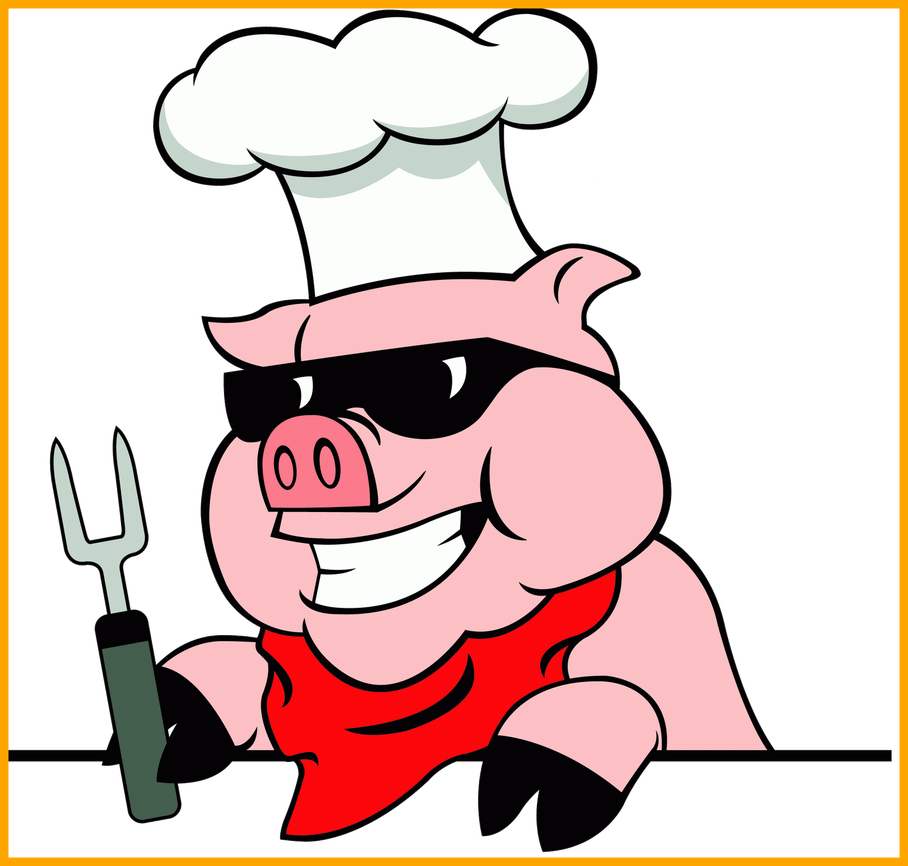 Piggy Clipart Pig Pickin - Bbq Black And White - Png Download (908x866), Png Download
