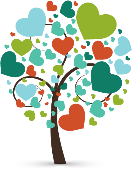 Tree With Hearts Logo Clipart (626x619), Png Download