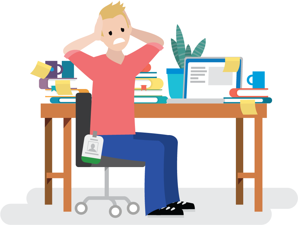 Salesforcelandian Feeling Stressed At Work - Cartoon Clipart (1200x826), Png Download