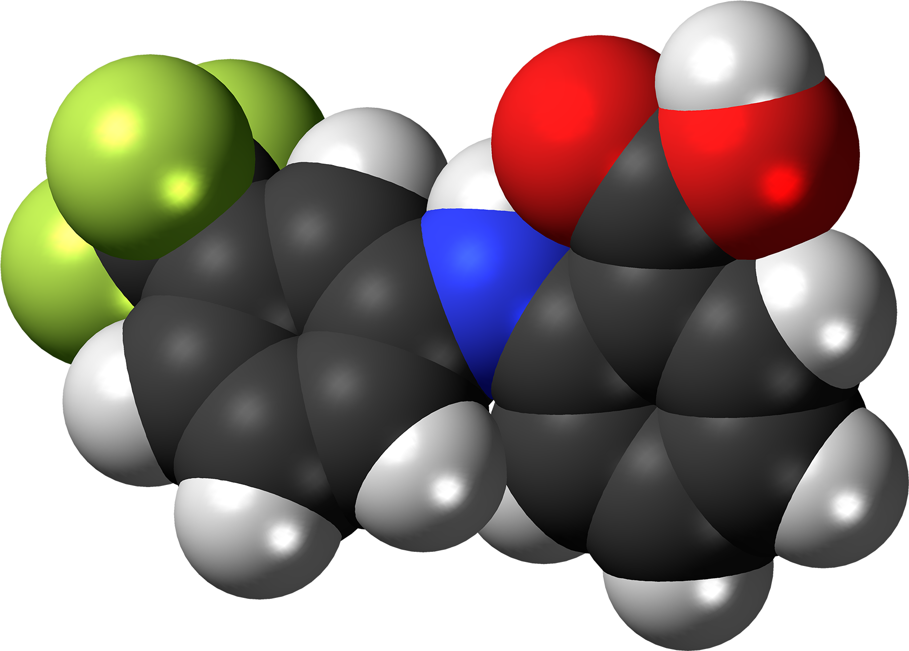Flufenamic Acid Molecule Spacefill - Graphic Design Clipart (2000x1491), Png Download