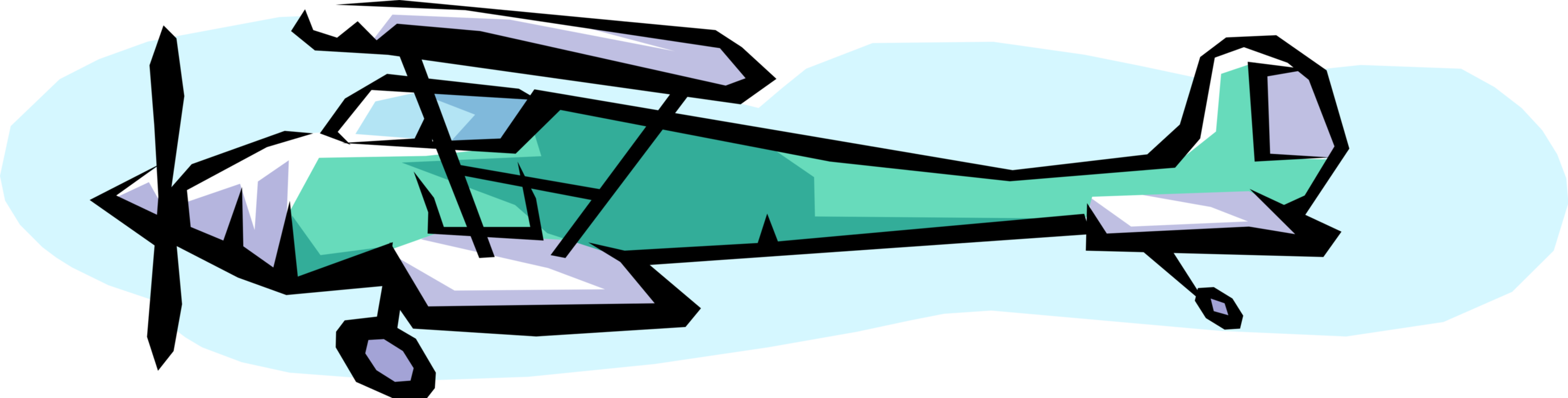 Vector Illustration Of Biplane Fixed-wing Aircraft Clipart (2760x700), Png Download
