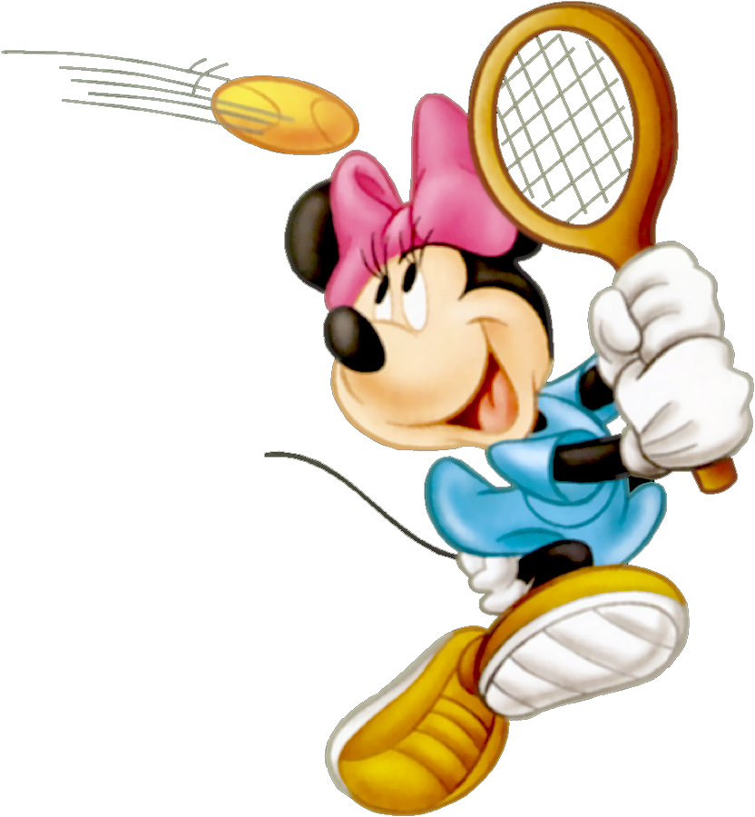 Minnie Tennis Disney Mickey, Mice, Minnie Mouse, Watercolour, - Mickey Mouse Tennis Png Clipart (832x900), Png Download
